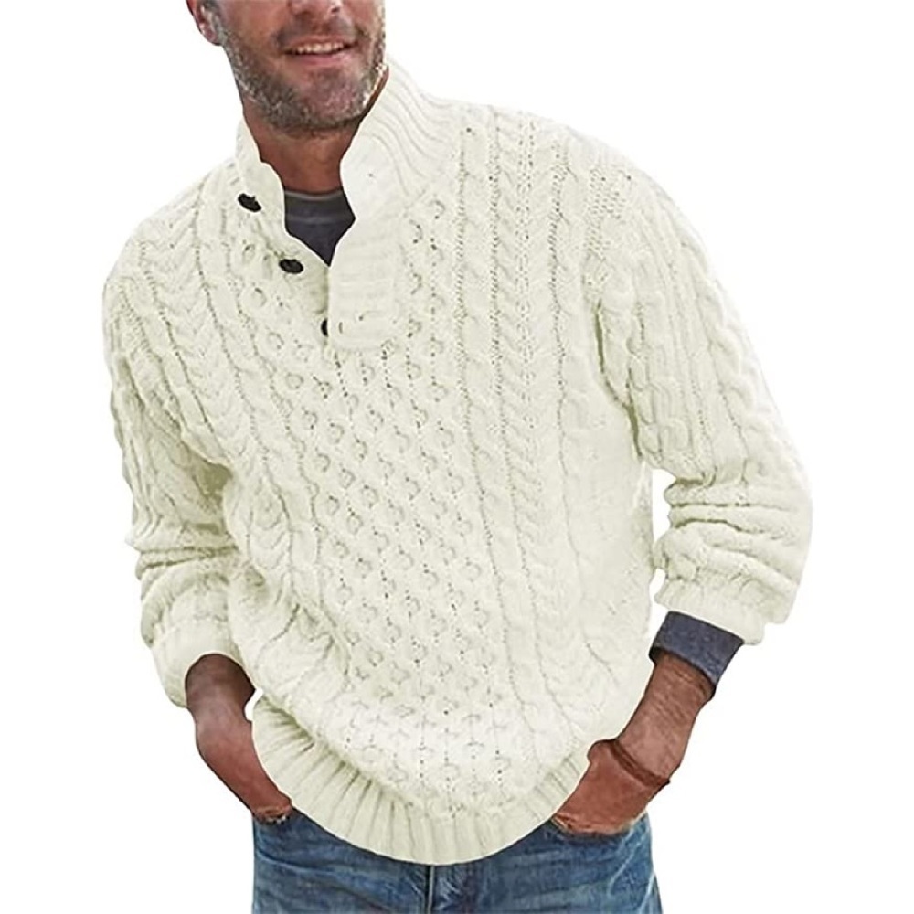 New Mens Cardigan Ribber Button Collar Sweater Multiple Sizes